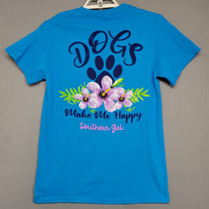 Southern Gal T-shirt Womens S Blue Dogs Graphic Gildan Heavy Cotton Short Sleeve